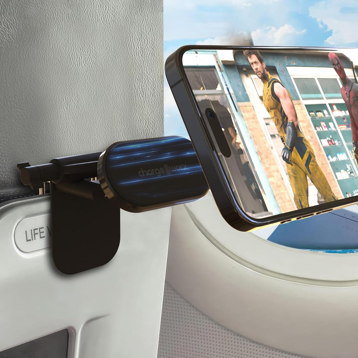 CHARGEWORX 360 90 in-Flight Magnetic Phone & Tablet Mount for Airplanes, MagSafe-Compatible Travel Phone Holder