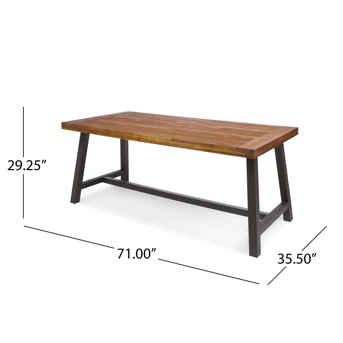 Christopher Knight Home Carlisle Outdoor Dining Table with Iron Legs, Sandblast Finish / Rustic Metal
