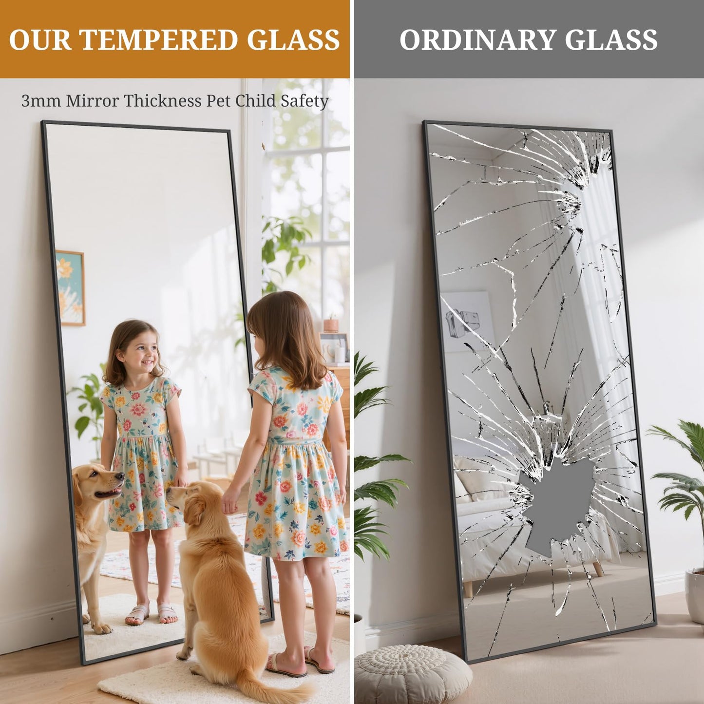Accver Full Length Mirror 71"x26" Full Body Mirror Rectangle Free Standing Wall Mounted Leaning Floor Mirrors with Stand Aluminum Alloy Frame for Bedroom Cloakroom, Black