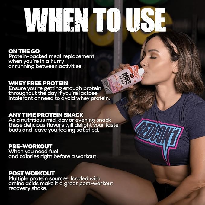 REDCON1 MRE Ready to Drink Protein Shakes, Cookies & Cream - Lactose + Whey Free RTD Protein Made with Real Whole Food Protein Blends - Keto-Friendly and Easy to Digest Nutritional Shake (12 Pack)