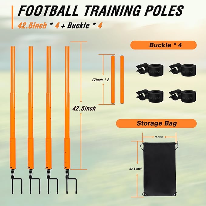 Hikeen Telescopic Length Soccer Poles Fixed & Collapsible Options Agility Training Hurdles and Football Obstacle for Teenager Soccer Training Outdoor Sports Speed Training Equipment