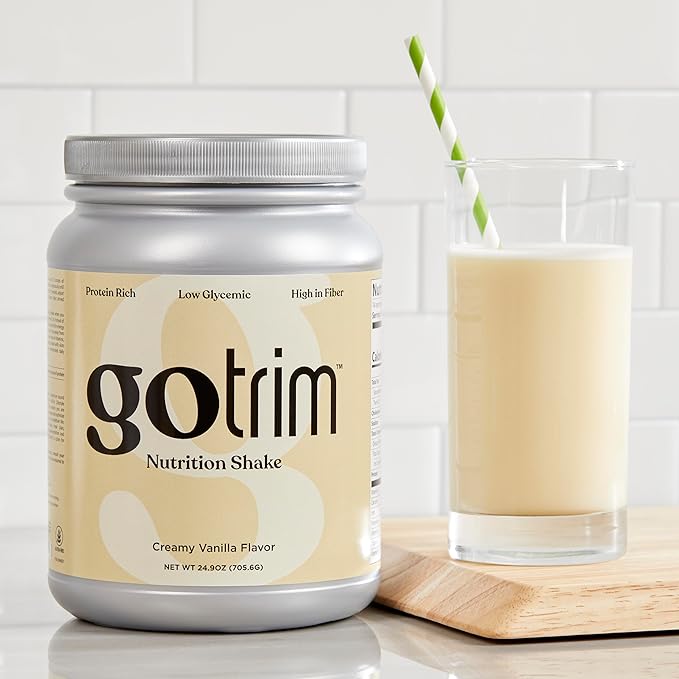 GoTrim Nutrition Shakes - Creamy Vanilla, High Protein, Meal Replacement Shake with 19g Protein & 10g Fiber, Ready to Drink, Gluten-Free, No Added Sugar, 14 Servings