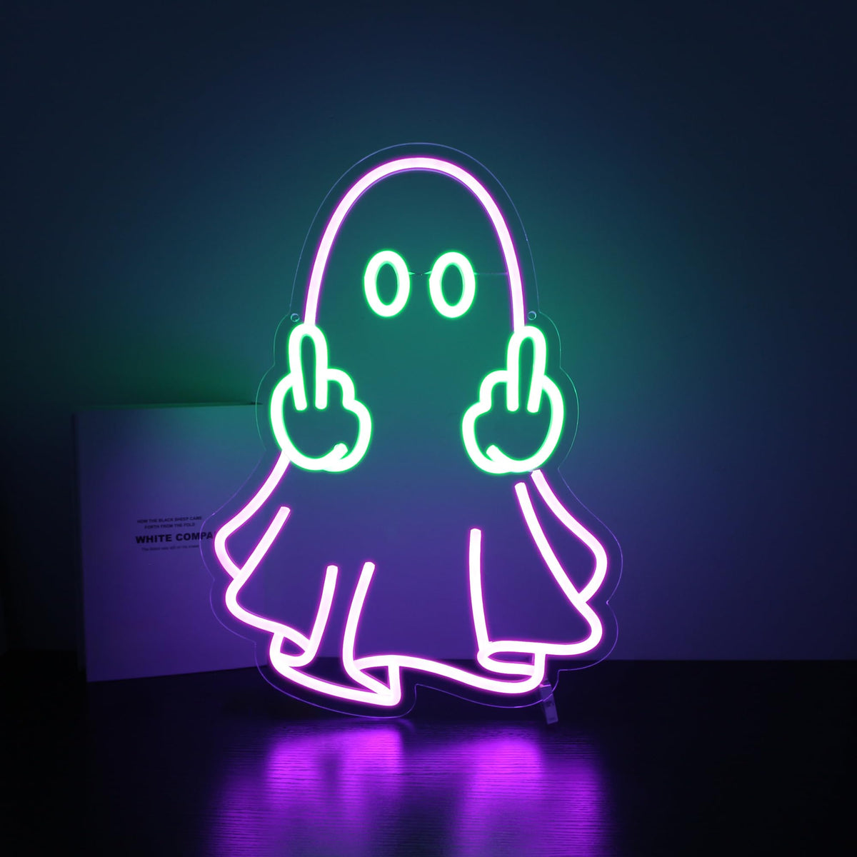 Neon Sign - HSJNJKFU Neon Signs for Wall Decor Purple Led Sign for Halloween Party Decor Gift - Purple Green Led Light Sign USB Powered