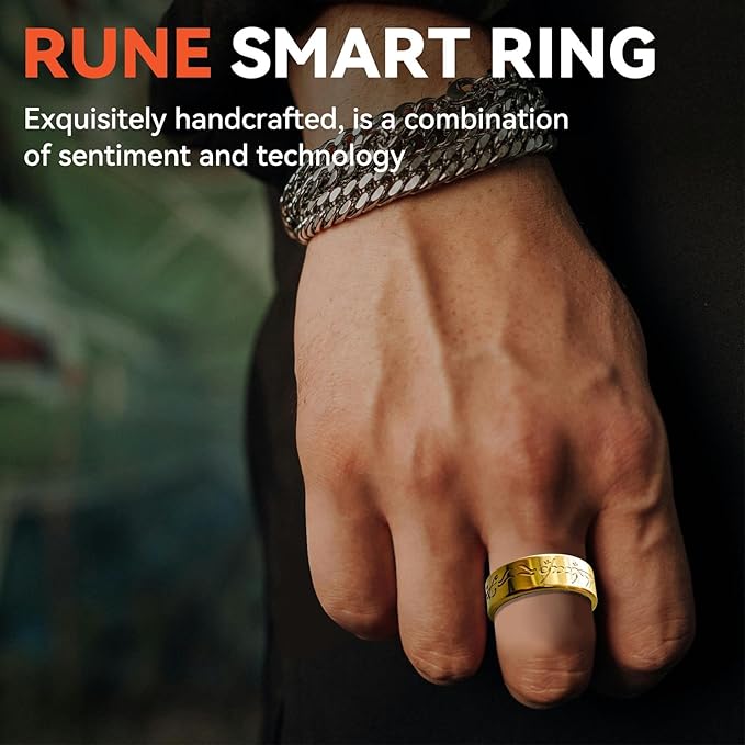 Ultra Smart Ring for Women Men,Health Fitness Tracker with Sleep/Blood Pressure/Oxygen Monitoring, Heart Rate & Activity Tracking,IP68 Waterproof, 5+Day Battery,No Subscription Fee 1-Gold 8