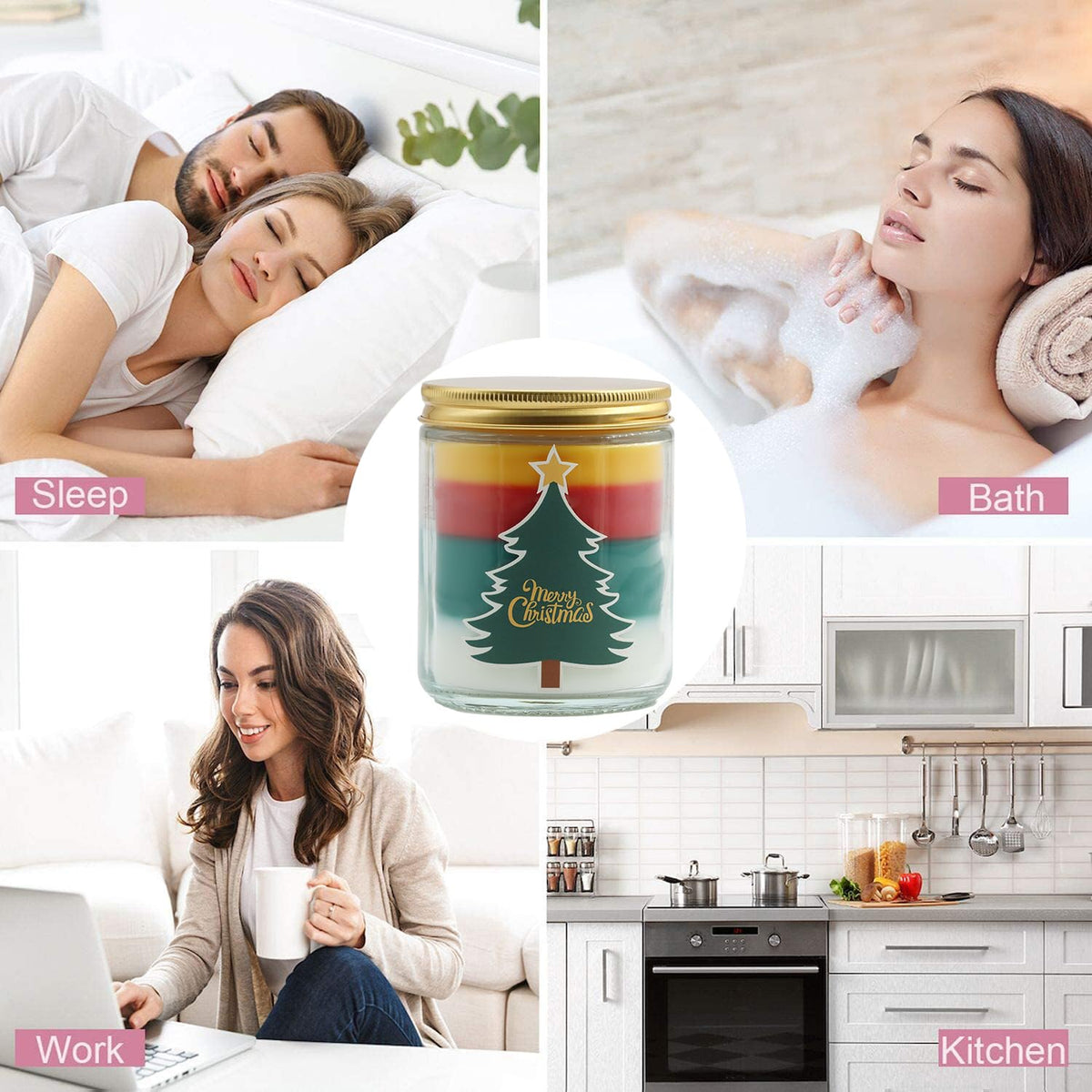 Christmas Candles - Christmas Gifts for Women, Aromatherapy Candle for Home Scented, Natural Soy Wax Vanilla Scented Candles