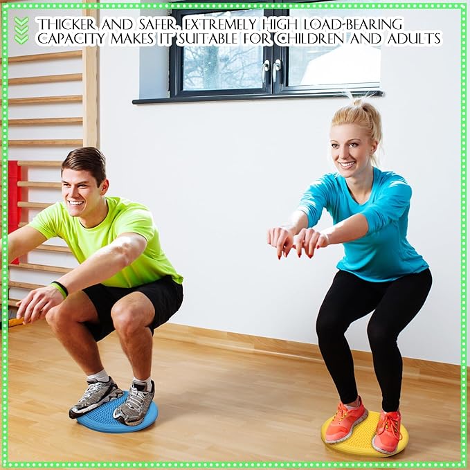 Libima 8 Pcs Wiggle Seat Inflated Wobble Cushion Sensory Seat Flexible Balance Board Balance Disc with Needle Pump for Men Women Physical Exercise Improving Posture Home Office