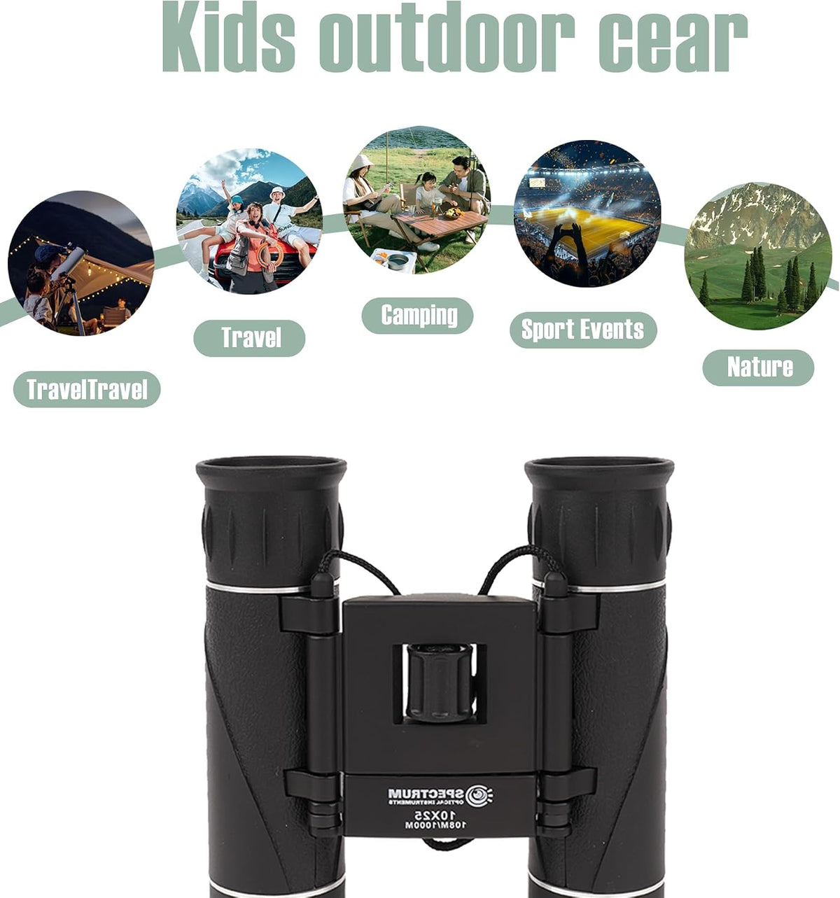 Spectrum Optical Instruments Kids,10X25 8-12, 5-7 SpectrumOI Binocular for Kid Binoculars, Binoculars for Kids Toy
