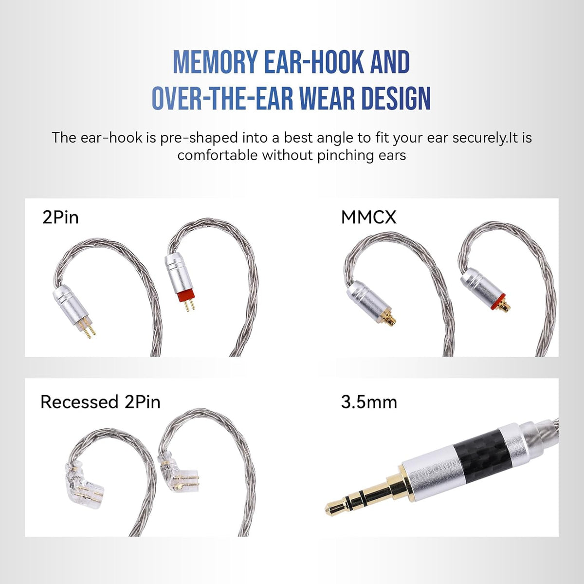 2m 16 2Pin) Linsoul Tripowin Zonie IEM Cable, Long Earbud Cord, Core Silver Plated Earphone Cable, in Ear Monitor Wire