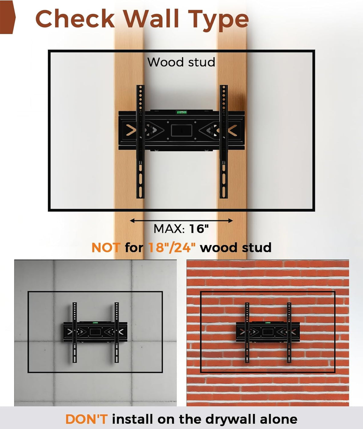 Solid As Mountain 50 55 65 inch 32-65 inch 400x400mm, 12" 16" 77 lbs TV Wall Mount for TVs, Full Motion Wall Mount TV