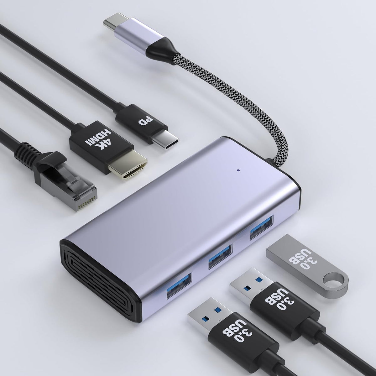 Closs 6-in-1 16 (1Gbps 4K 100W 3 USB C to Ethernet Adapter, USB to HDMI Dock for iPhone Pro/Pro Max, Chromebook, Dell