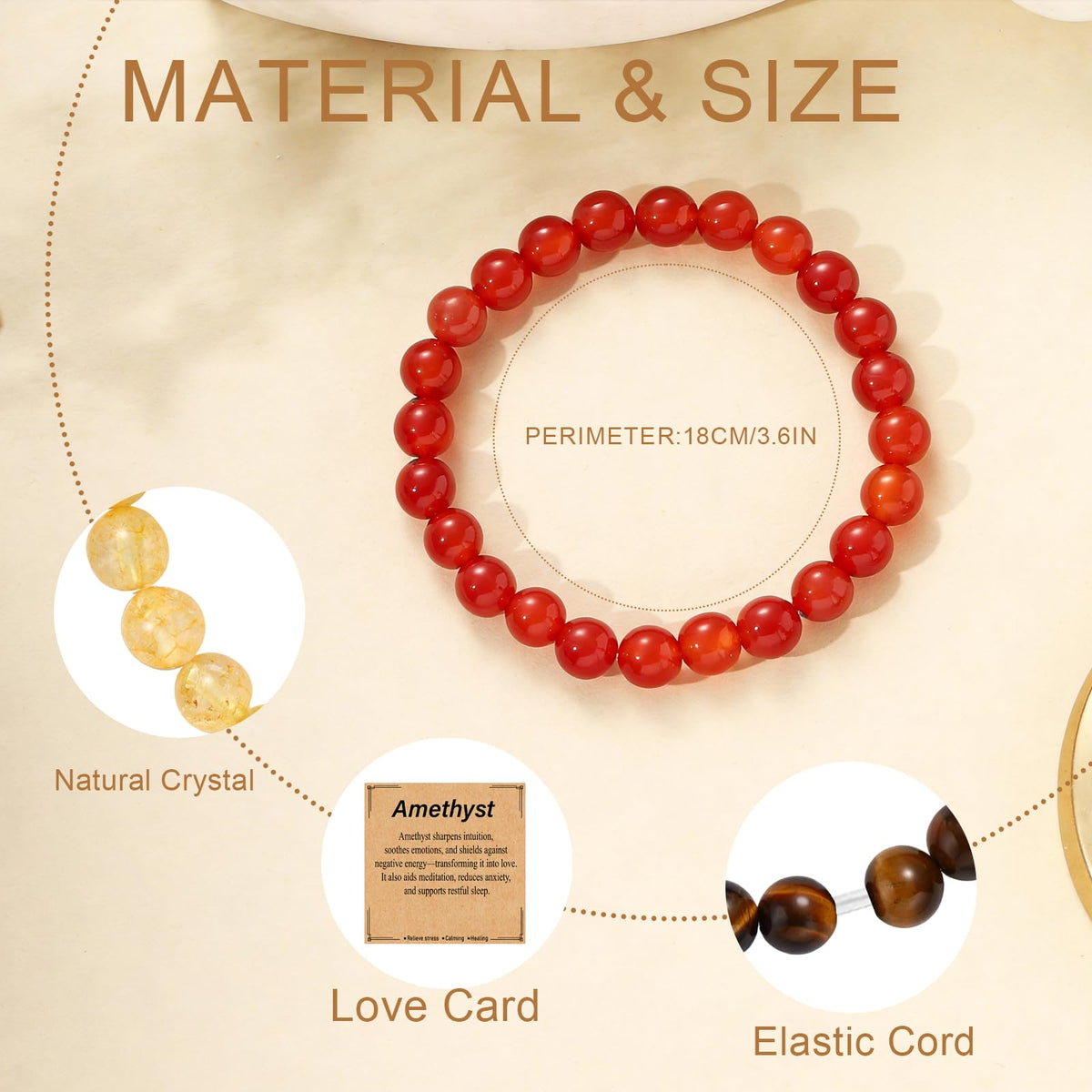 Kenailw Citrine Crystal Beaded Bracelet for Women Gemstone Bracelet Natural Stone Jewellery Gifts for Her Mum Daughter Birthday Gifts