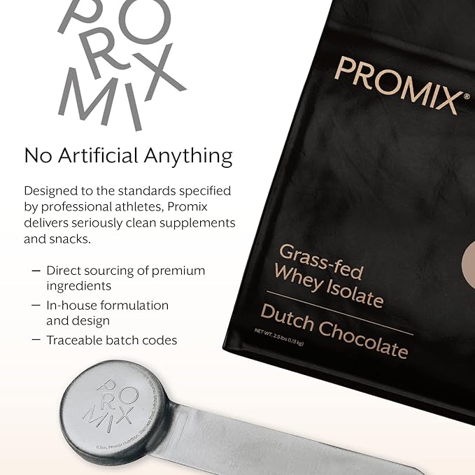 ProMix Nutrition Whey Protein Isolate Powder, Chocolate - Grass-Fed - Post Workout Fitness & Nutrition Shakes, Smoothies & Cooking Recipes - Gluten-Free & Keto-Friendly - 2.5 Pound (Pack of 1)
