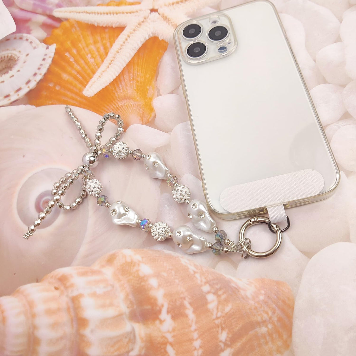 cioatu Cute Phone Wrist Strap Chic Beaded Cellphone Lanyard with Tether Tab Phone Charm Grip Strap for PhoneBag Purses