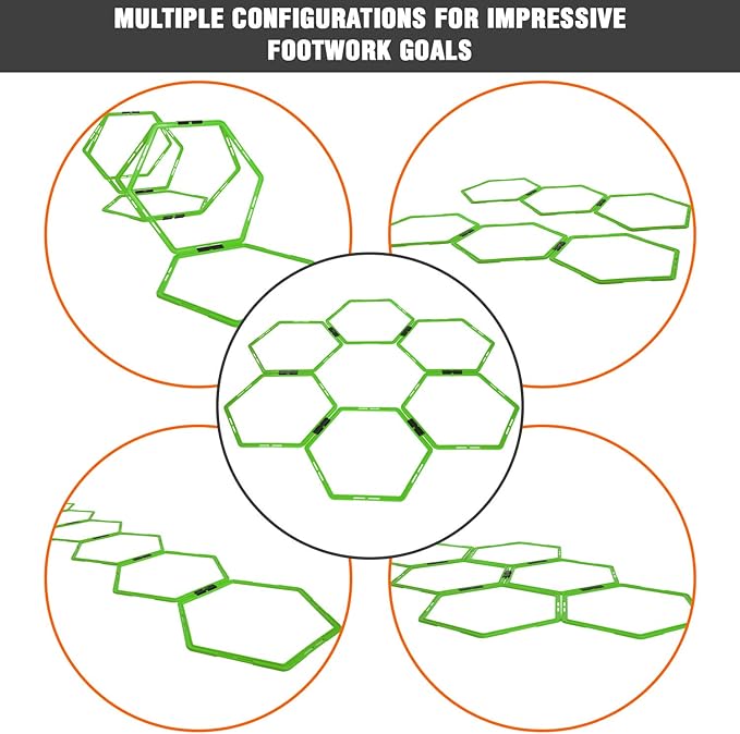Yes4All Hex Agility Rings/Speed Rings with Carrying Bag – Hexagon Rings, Agility Hurdles for Agility Footwork Training