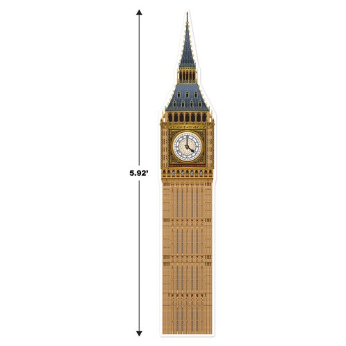 Beistle Big Ben Photo Prop Backdrop, 5' 11" Tall - British International Party Wall Decoration, Cut Out England Themed Decor