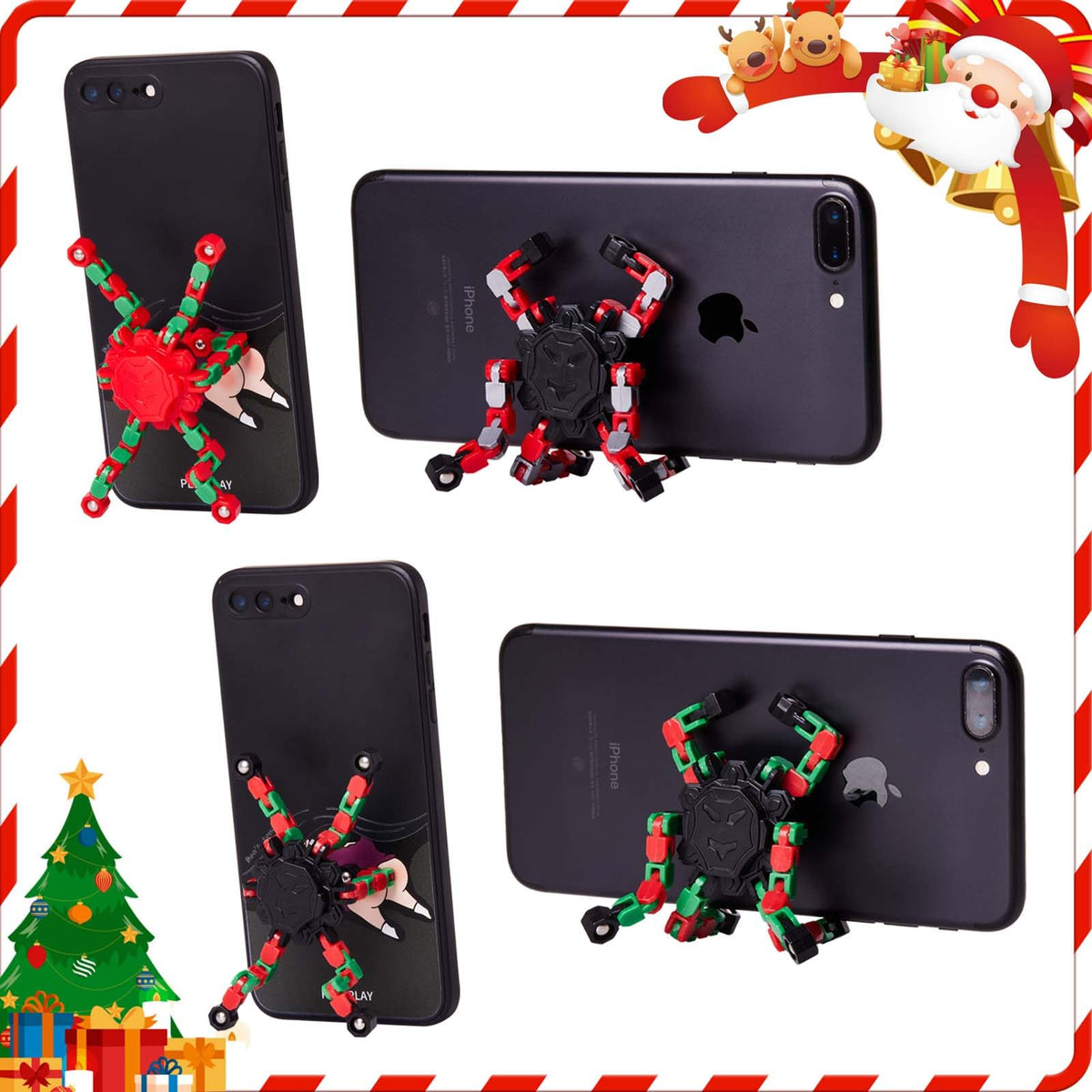 Gokeey Christmas Fidget Toys Transformable Fidget Spinners for Kids and Adults, Stress Relief Sensory Toys for Boys and Girls Fingertip Gyros for ADHD Autism for Kids Birthday Gifts