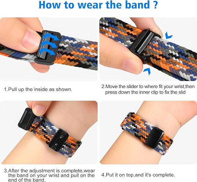 Fintie Magnetic Braided Stretchy Band Compatible with Fitbit Versa 4 3 / Sense 2 1, Soft Woven Nylon Sport Elastic Replacement Strap Wrist Bands, Camouflage Colors