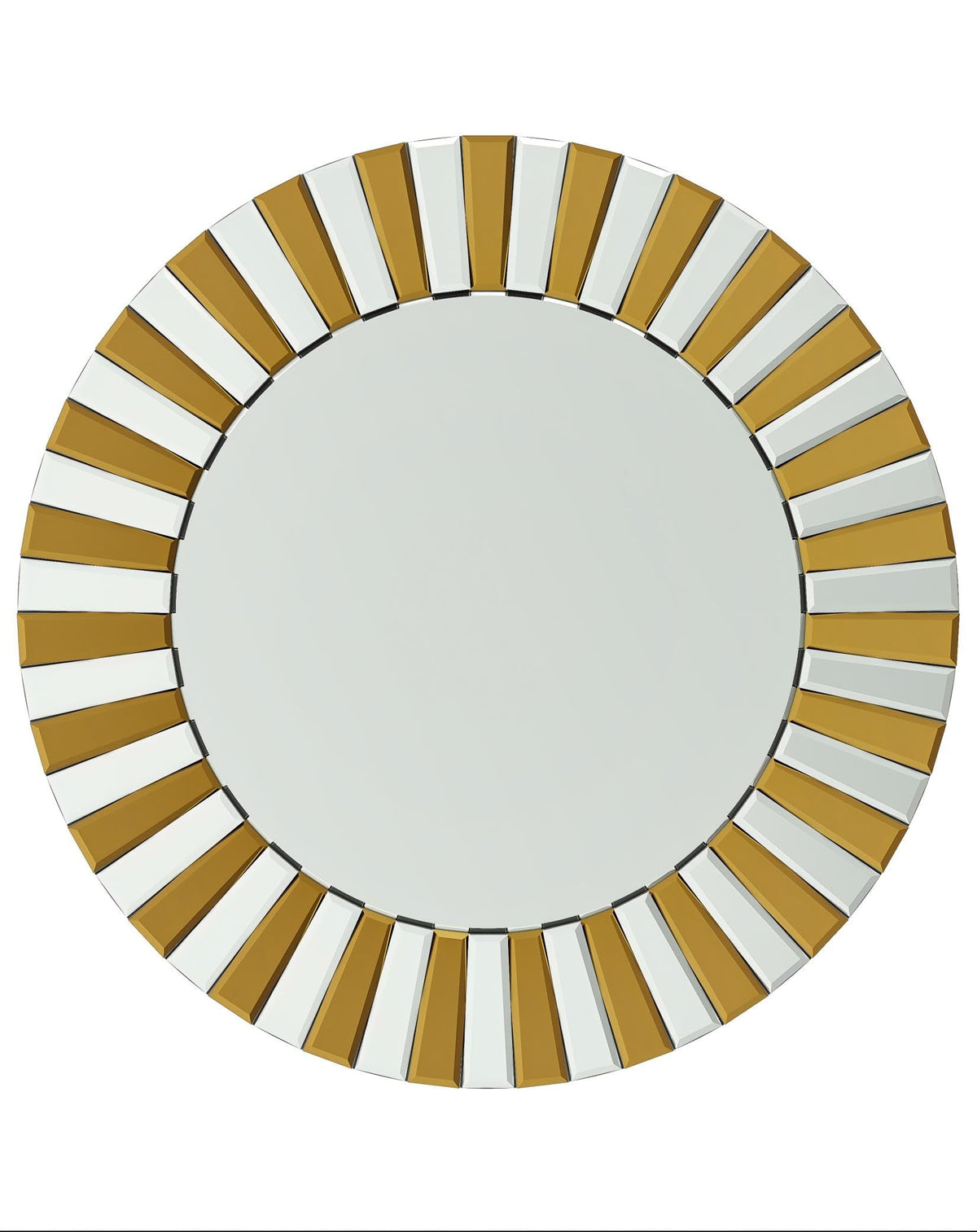 Artloge Round Wall Mirror Decorative Sunburst Silver-Brown Crystal Edge 32 inch