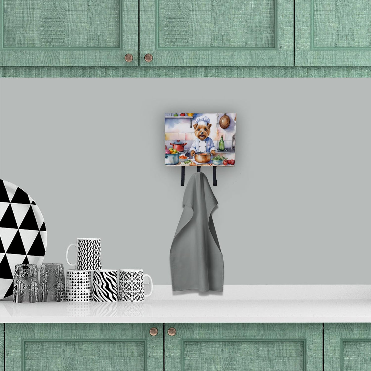 Caroline's Treasures Norfolk Terrier The Chef Leash or Key Holder Wall Hooks, Key Hooks Holder, Coat Rack Wall Mount, Coat Hooks, Hooks for Hanging Keys, Towels, Aprons, Leashes