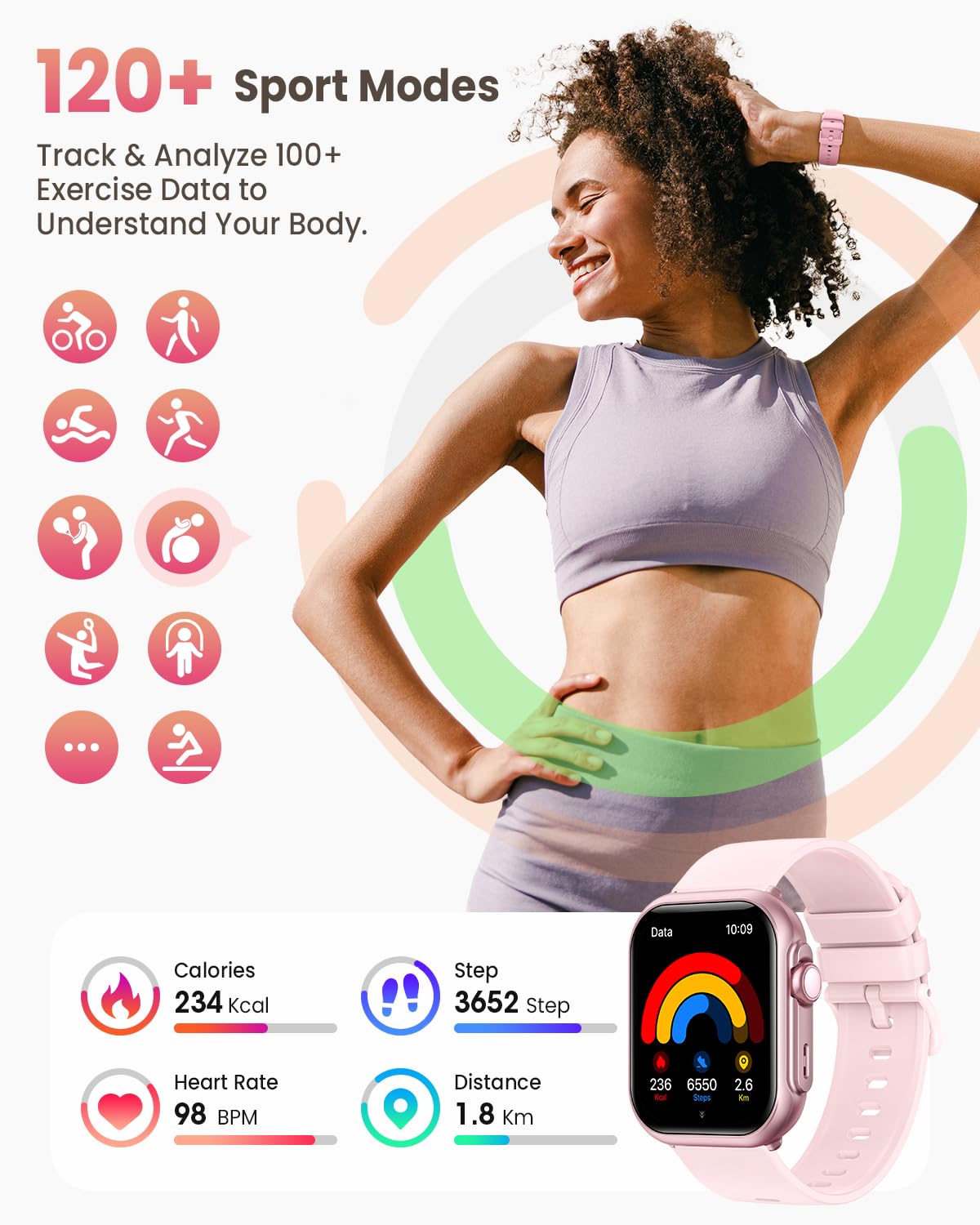 Smart Watch for Women Men Fitness: 1.85" Smart Watch with 30 Days+ Battery Life Make/Recive Call Heart Rate SpO2 Sleep Monitor 120+ Sport IP68 Waterproof Fitness Tracker Watch for iPhone Android