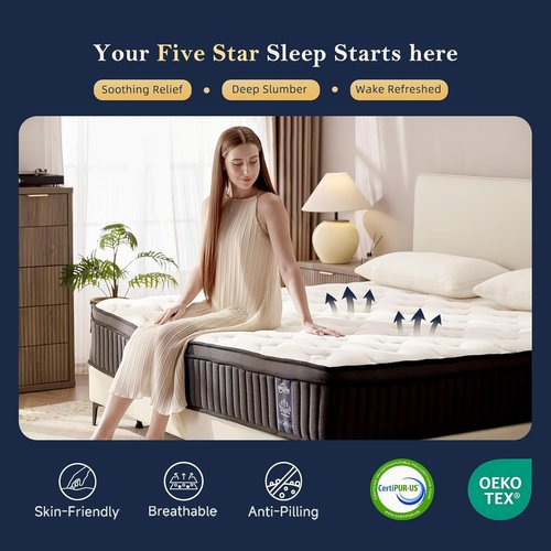 HELFIMÂŽ Queen Mattress - 12-Inch Medium Firm Hybrid Mattress with Memory Foam & Pocket Springs | CertiPUR-US Certified, 365-Night Trial