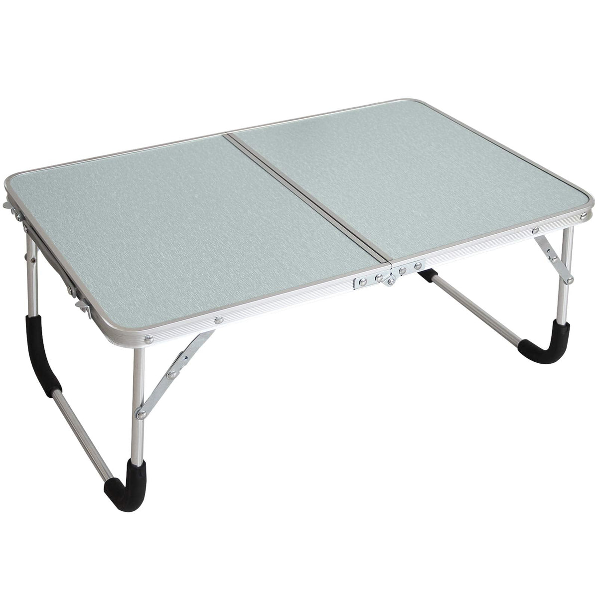 Jucaifu Foldable Laptop Table, Bed Desk, Breakfast Serving Bed Tray, Portable Mini Picnic Table & Ultra Lightweight, Folds in Half with Inner Storage Space (Silvery)