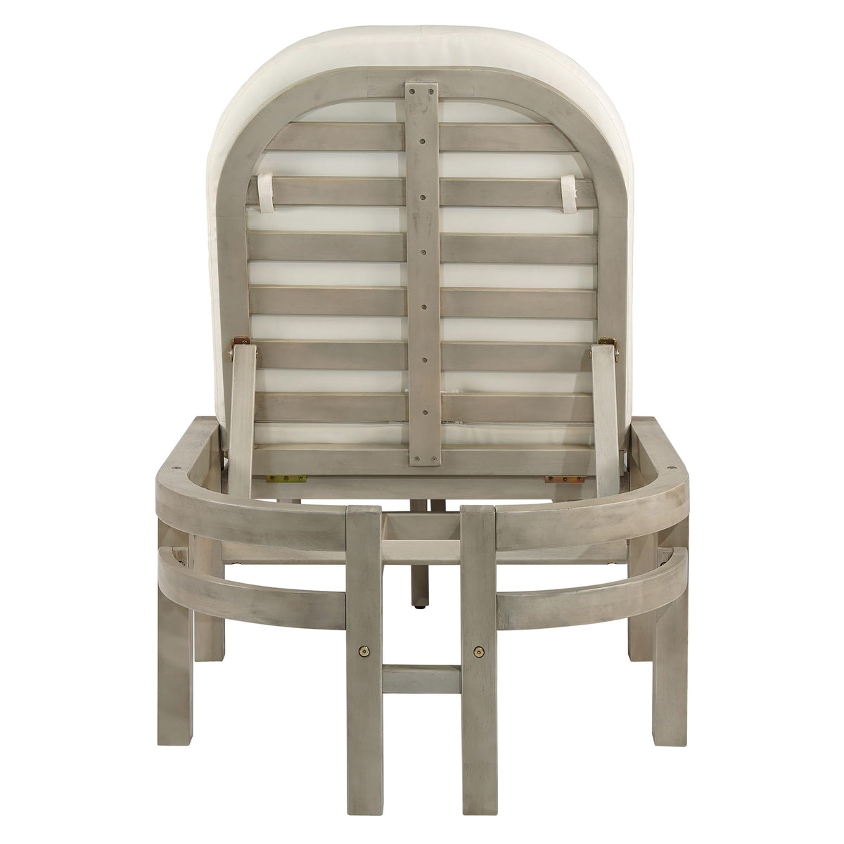 Merax Outdoor Chaise Lounge,Premium Acacia Wood Patio Recliner with Arched Backrest,5-Position Adjustable Backrest,Thick Cushion,Outdoor Lounge Chair for Poolside,Backyard,Deck & Lawn,Gray