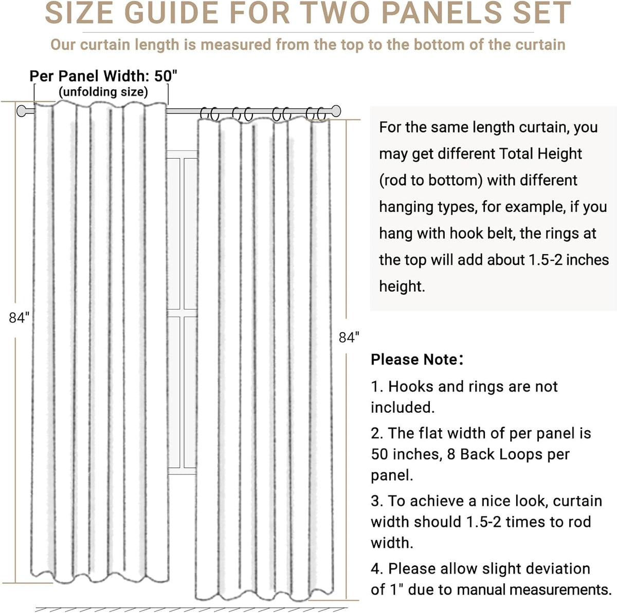 Skiennix 100% Blackout Linen Curtains - Thermal Insulated Drapes for Bedroom | 2 Panels Set, 50" W x 84" L, Ash Grey