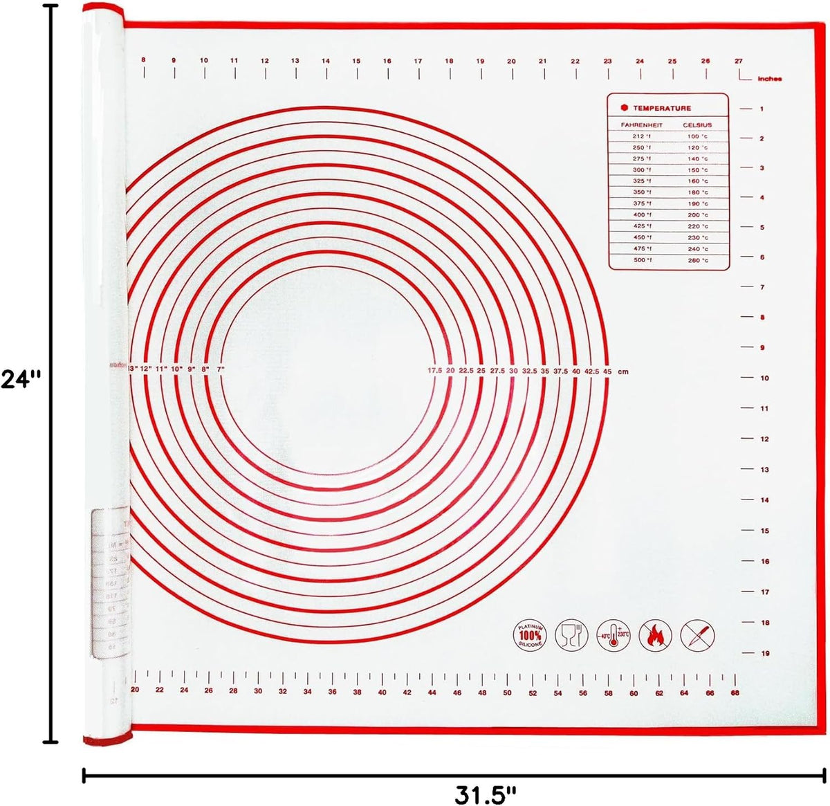 Silicone Baking Mat by Extra Large | Non-Stick, Heat-Resistant Dough Roller – 31.5'' x 24'' Easy Clean