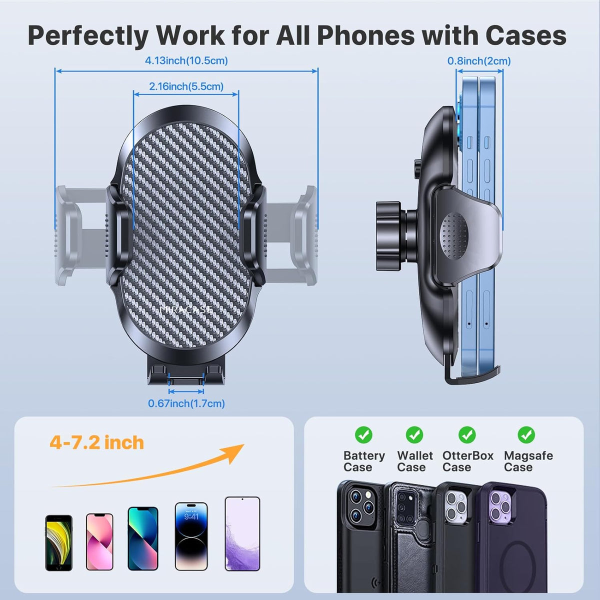 Miracase 2 Pack Phone Holders for Your Car with Metal Hook Clip, Air Vent Cell Phone Stand Car Mount, Universal