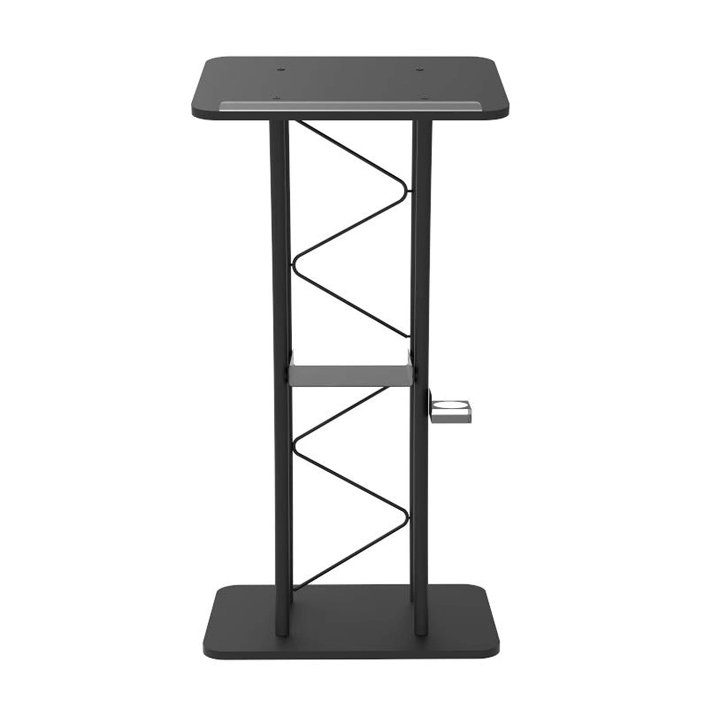 FixtureDisplays® Curved Podium, Truss Metal/Wood Pulpit Lectern with A Cup Holder 11568-H