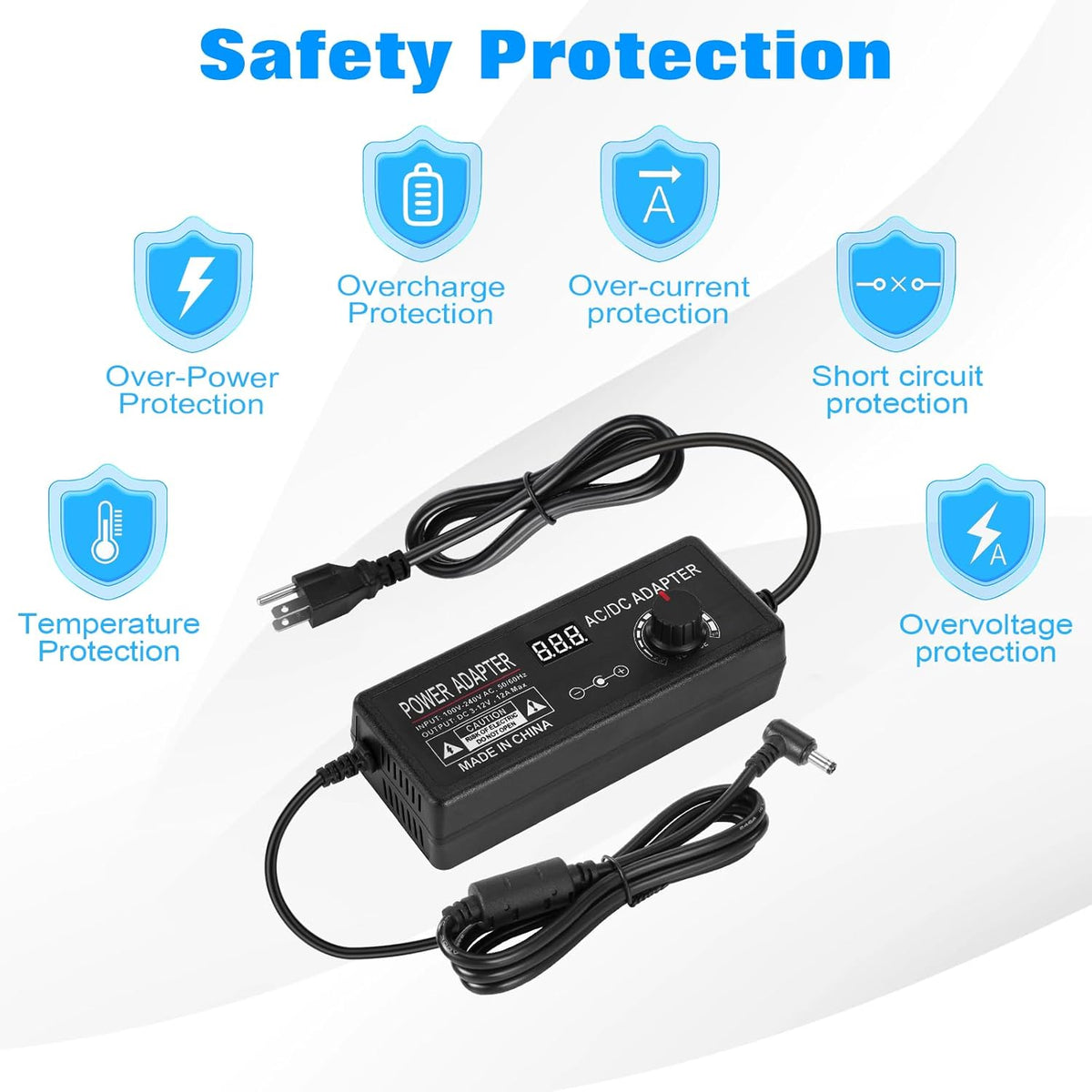 LQYLXR 3V~12V 12A 144W Adapter,3V 4V 5V 6V 7V 8V 9V 10V 11V 12V, 14 Universal Power Supply Adjustable Variable
