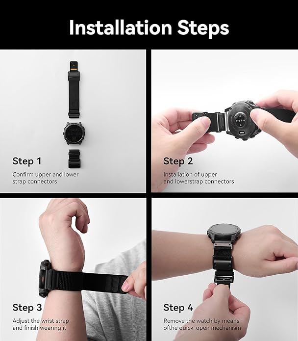 Aulumu C11 for Garmin Watch Band 22MM | Mag Buckle Slim Band | Memory Quick Release | Velvet Nylon Braid | Stainless Steel Magnetic Clasp