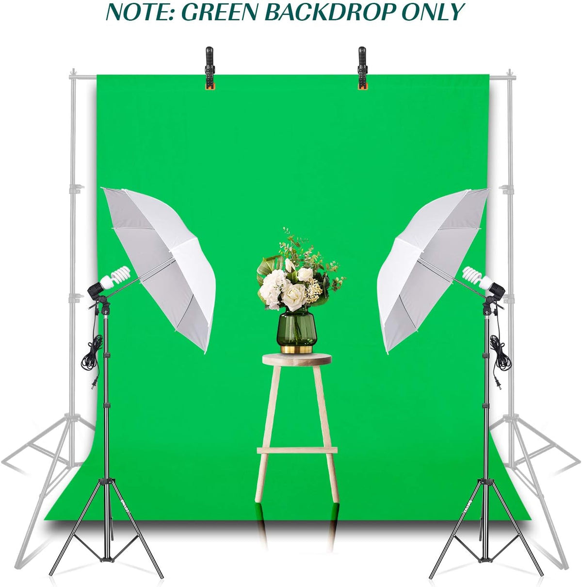 EMART 5x7ft 2 Green Screen Backdrop, Polyester Wrinkle-Resistant Curtain Fabric, Chroma-Key greenscreen Cloth Sheet