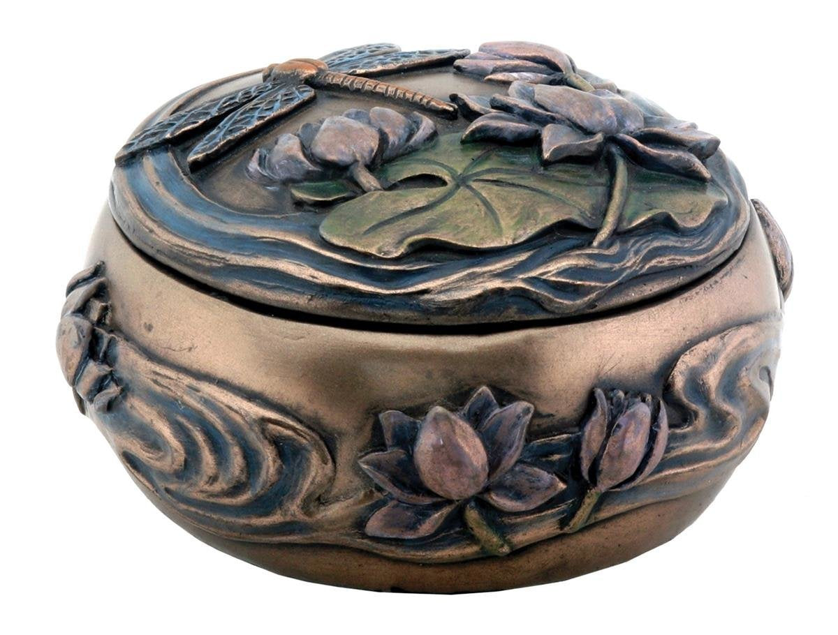 Dragonfly with Flowers Art Nouveau Design Jewelry Holder Box