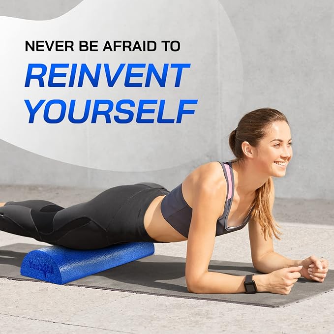 Yes4All Medium Firm Half Foam Rollers for Post-Workout Relaxation, 12/18/24/36 inch PE Foam Roll for Back Massage & Yoga Exercise
