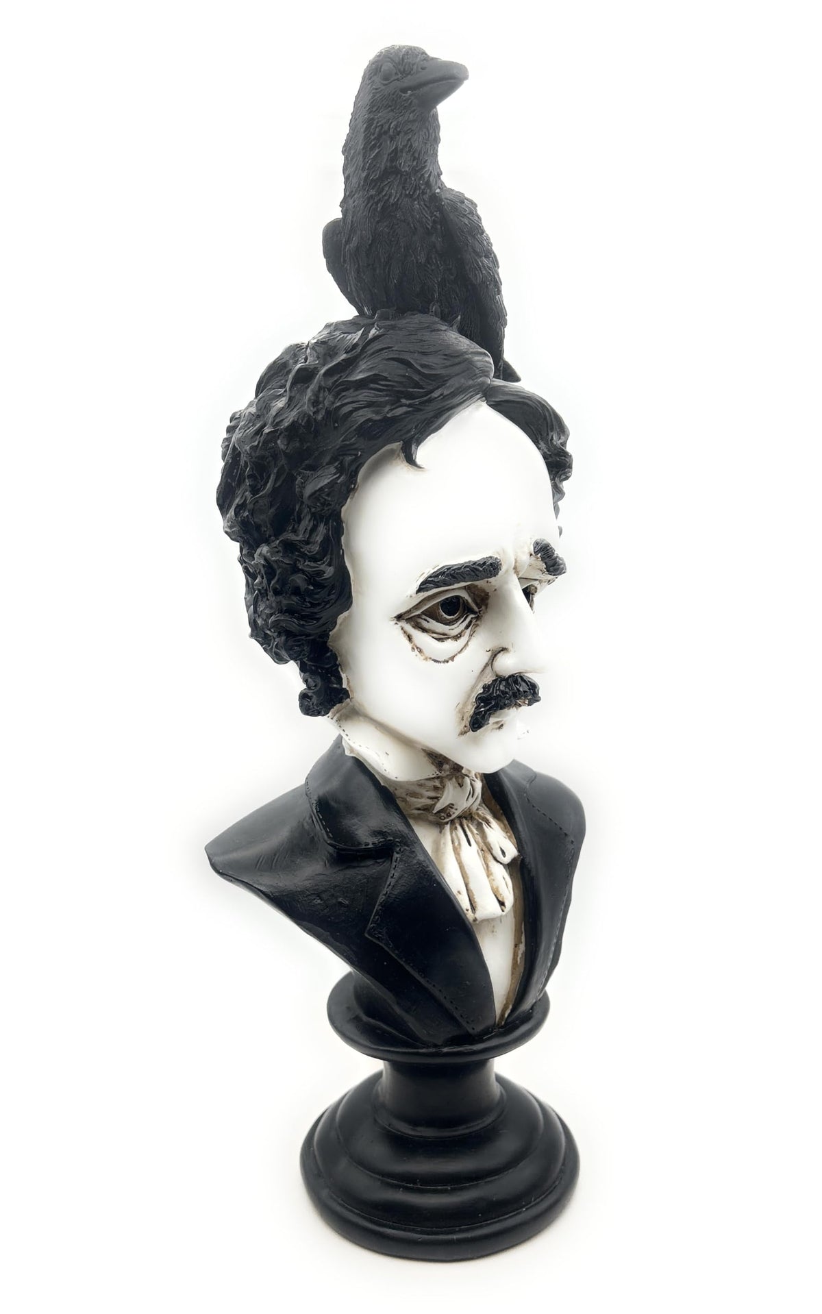 RUSTIX Edgar Allan Poe Bust Statue – Gothic Raven Figurine Inspired by “The Raven” – Decorative Statue for Literary, Gothic, and Victorian Home Decor