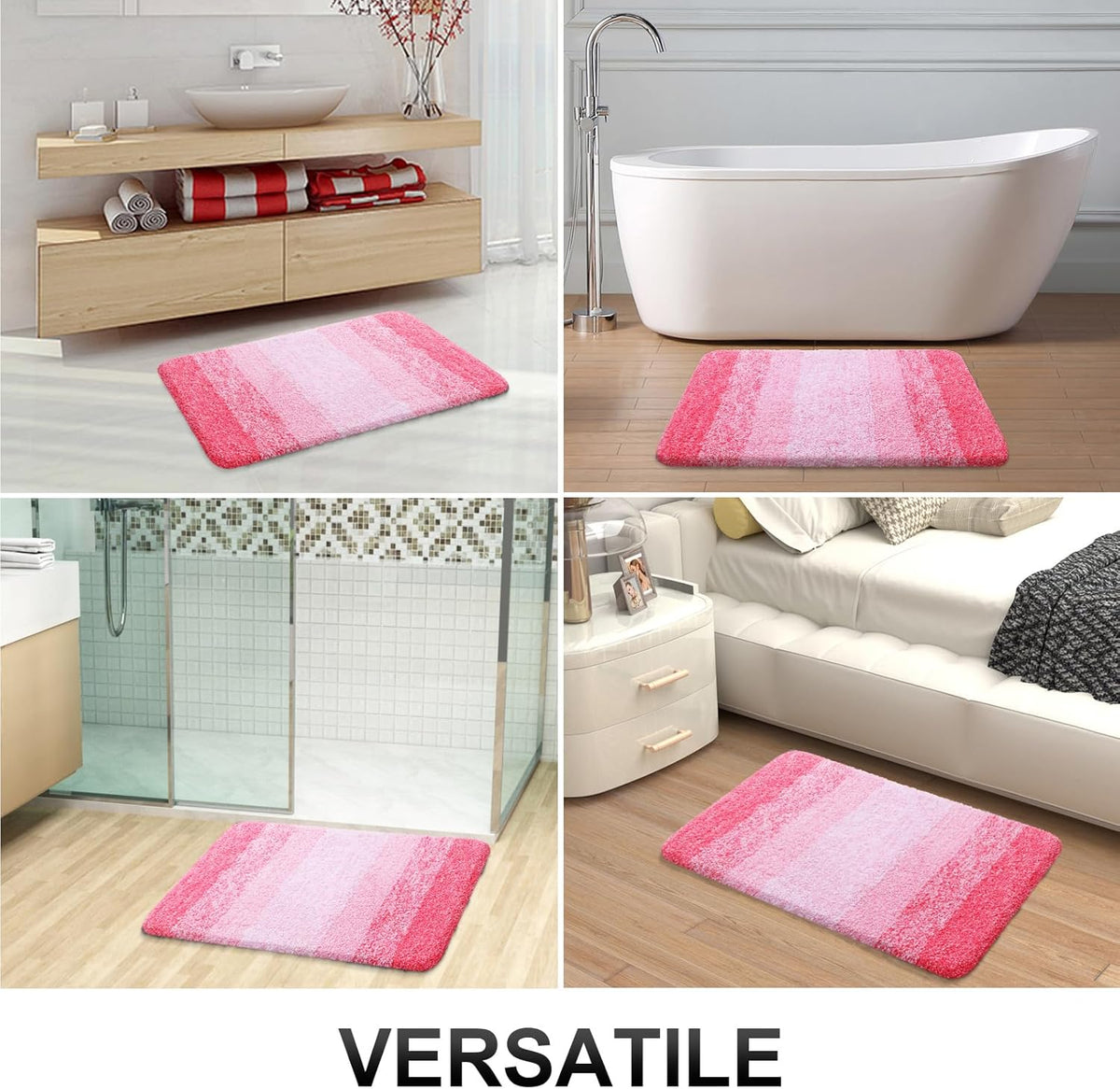 OLANLY Large Bathroom Rugs - Extra Soft Microfiber Mat 50x30 | Quick Dry, Machine Washable, Pink