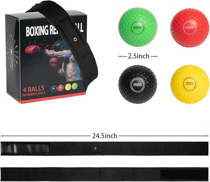 4 Difficulty Levels Boxing Reflex Ball with 1 Adjustable Headbands,MMA Training Equipment,Punching Ball,Perfect for Fight Reaction,Hand Eye Coordination,Punching Speed,Agility, for Adults and Kids