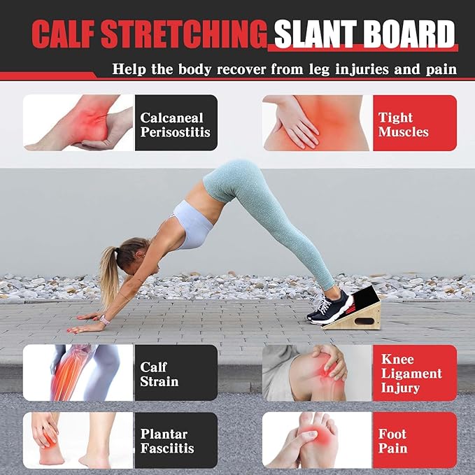 CAELUM Slant Board for Squats, Training Incline Board for Knees Over Toes, Wooden Non-Slip 25 Degree Incline Durable Board for Calf Stretch, Weightlifting, Fitness, 1000 Lbs Weight Capacity