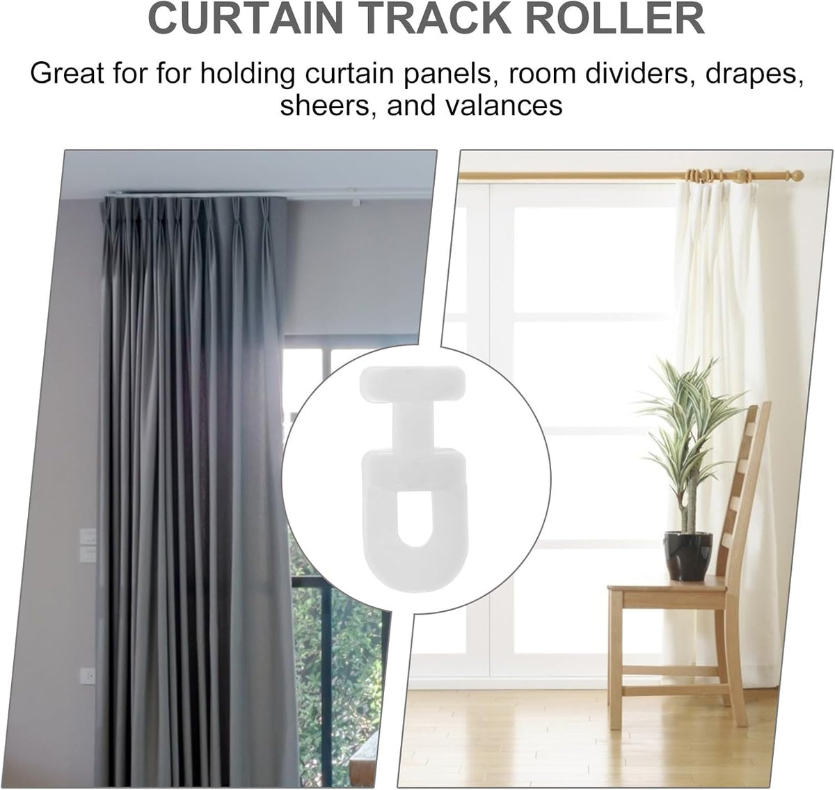 Uonlytech Curtain Track Rollers - 200Pcs Smooth Sliding Pulley Carriers for Drapes & Shower Curtains