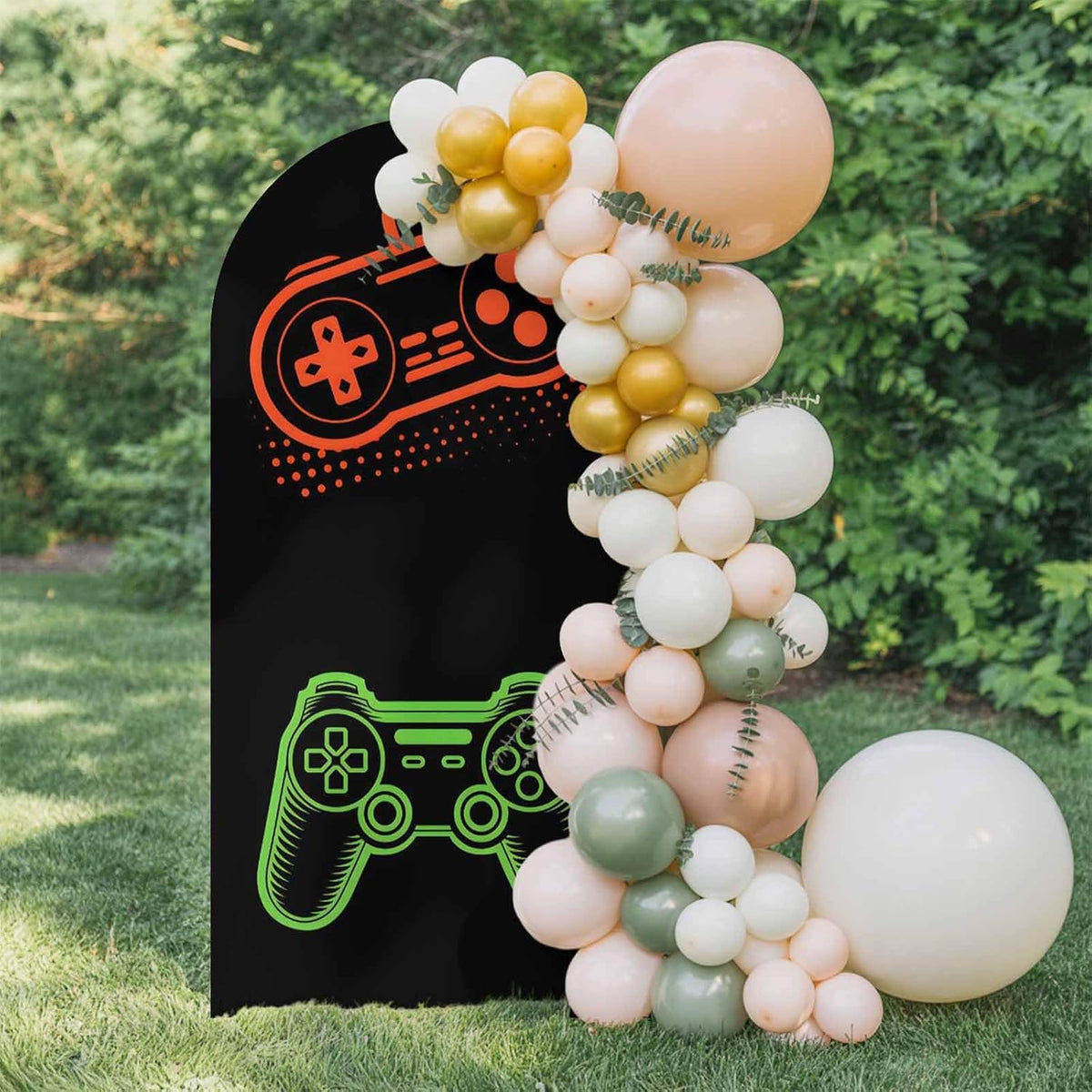 BaqwedCoSz 4 Game Theme Arch Backdrop Cover FT Game Controller Stretchy Elastic Arch Stand Covers Spandex Arched
