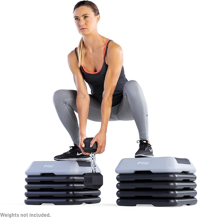 Circuit Fitness by Marcy 16 x 16 inches Adjustable Height Aerobic Step Platform with Adjustable Risers, Non-Slip Rubber Surface, Home Exercise Fitness Training, Multiple Color Options