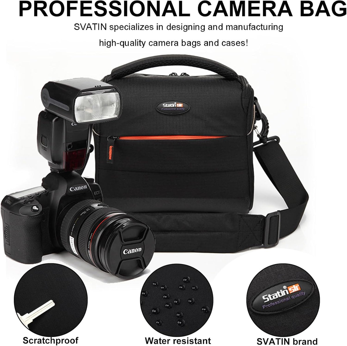 svatin Camera Shoulder Bag,Shockproof Camera Sling Lens Case,Digital DSLR SLR Mirrorless Crossbody Cameras Accessories