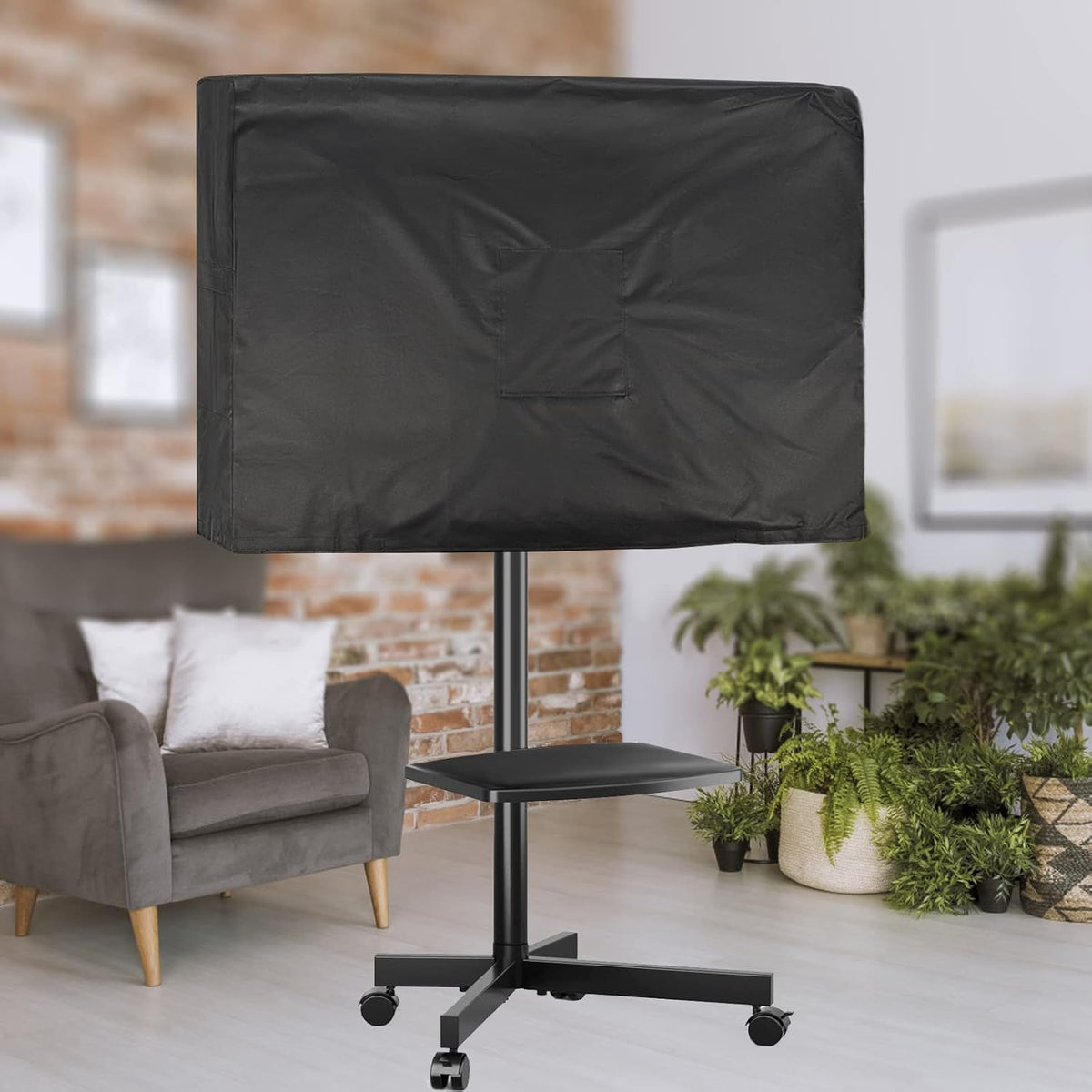 Andacar 55 Inch 50''Lx7''Wx31''H Mobile TV Stand Cover for Mobile TV Cart, Waterproof & Dustproof Outdoor TV-Screen