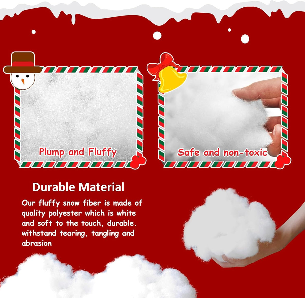 Skiennix Christmas Fake Snow Decoration - 10.6 Oz Fluffy White Artificial Snow for Holiday Decor