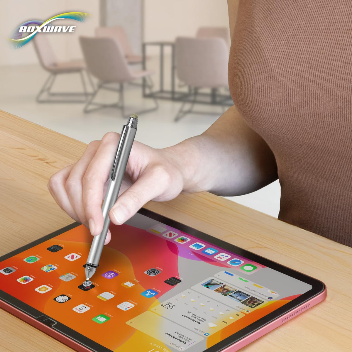 BoxWave S24 Stylus Pen Compatible with Samsung Galaxy FE - DualTip Capacitive Stylus, Fiber Tip Disc Tip Capacitive