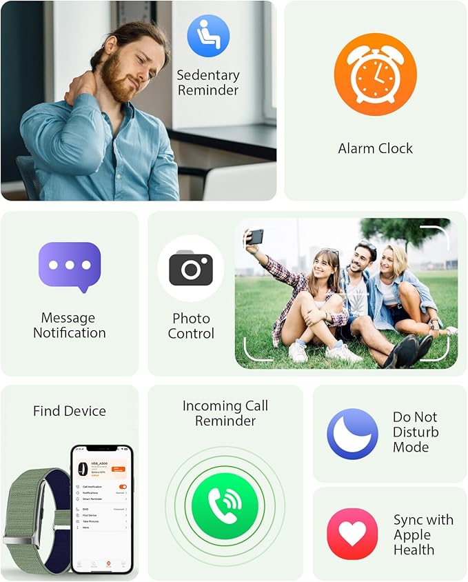Smart Bracelet, Wearable Activity & Fitness Tracker Band, 24H Sleep Tracker, All-Day Continuous Heart Rate Blood Pressure Stress HRV Monitor, 170+ Sport Modes Smart Wristband with 2 Bands, Free APP