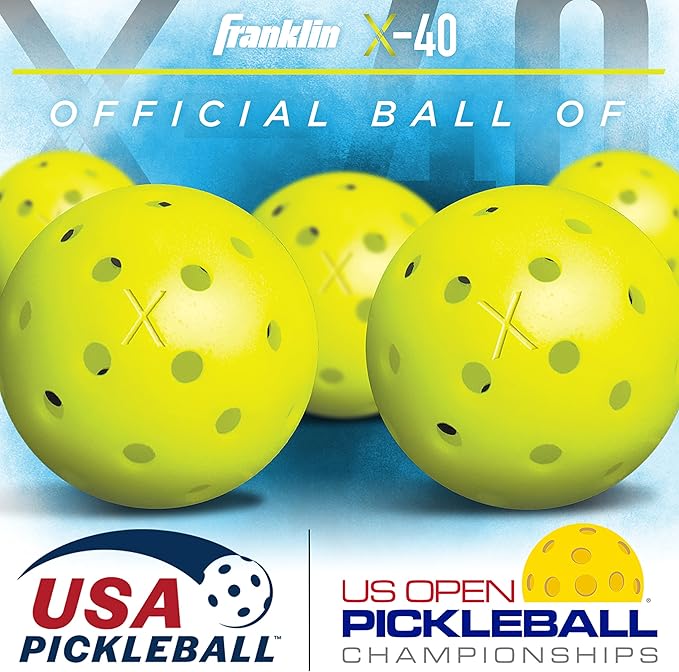 Franklin Sports X-40 Outdoor Pickleballs - Official Ball of USA Pickleball, APP Tour + US Open - Regulation Size