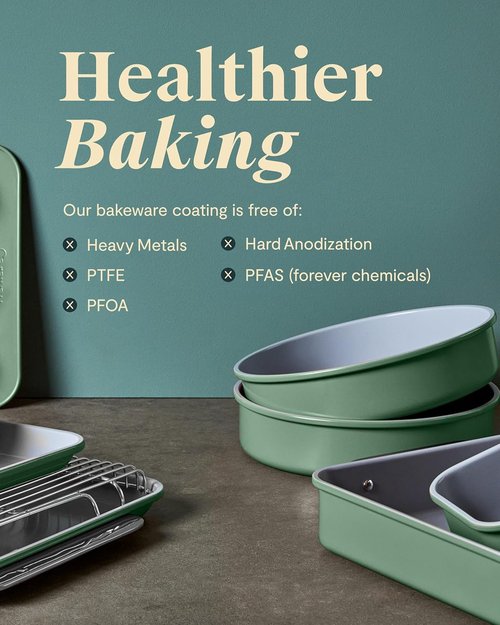 Caraway Non-Stick Ceramic Baking Sheet - Non-Toxic & PTFE Free - Ideal for Baking & Roasting - Large 18" x 13" - Sage